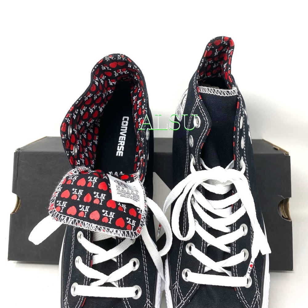 Converse Ctas High Top I❤️NY Canvas Black Shoes Men’s Size Sneakers 161183F - Picture 11 of 12